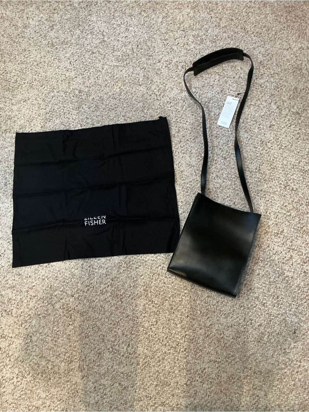 Eileen Fisher NWT Black Leather Crossbody Bag